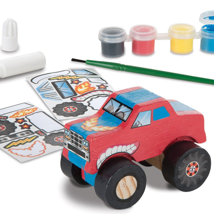 Melissa & Doug Decorate-Your-Own Wooden Craft Kits Set - Race Car and Monster Truck