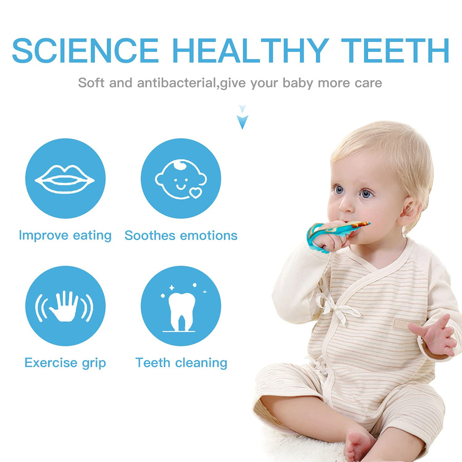 Baby Teething Toys for 0-6 and 6-12 Months Teethers 3packs for Infants, BPA-Free, Eco-Friendly Non-Toxic Silicone, Adjustable Wristband Chew Natural teethers for Babies