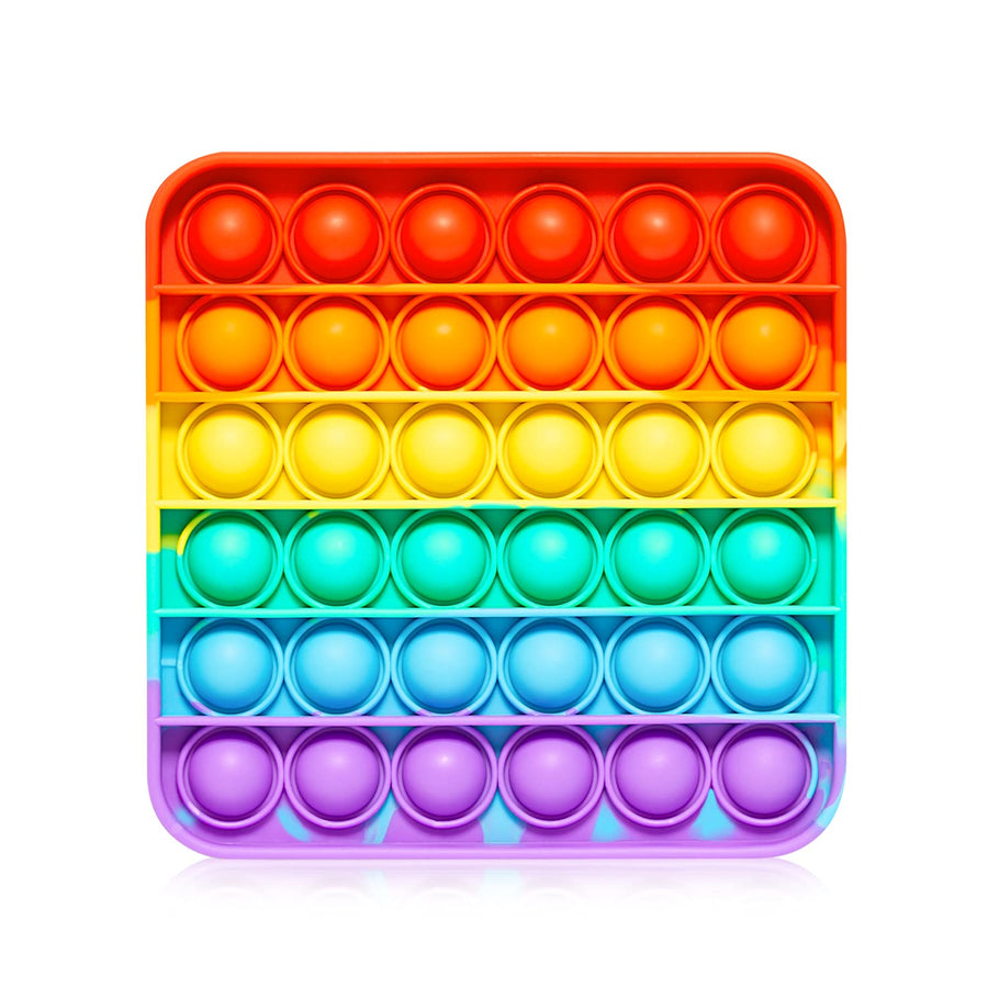 Push Pop Bubble Fidget Sensory Toy - for Autism, Stress, Anxiety - Kids and Adults (Rainbow Square)