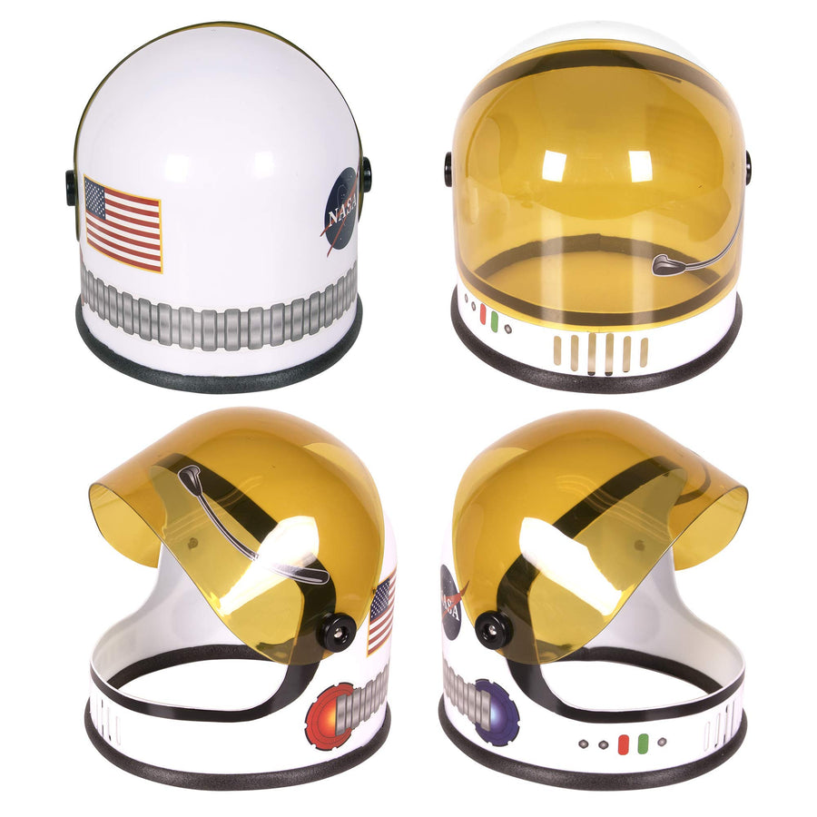 Astronaut Helmet with Movable Visor - Pretend & Play Toy for Dress Up Fun, Role Play Accessory, Birthday Party Favor Supplies, Girls, Boys, Kids and Toddler. White