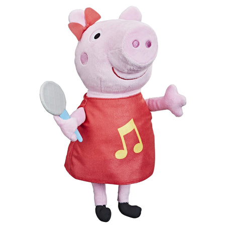 Hasbro Peppa Pig Oink-Along Songs Peppa Singing Plush Doll with Sparkly Red Dress and Bow, Sings 3 Songs Inspired by The TV Series, Ages 3 and up