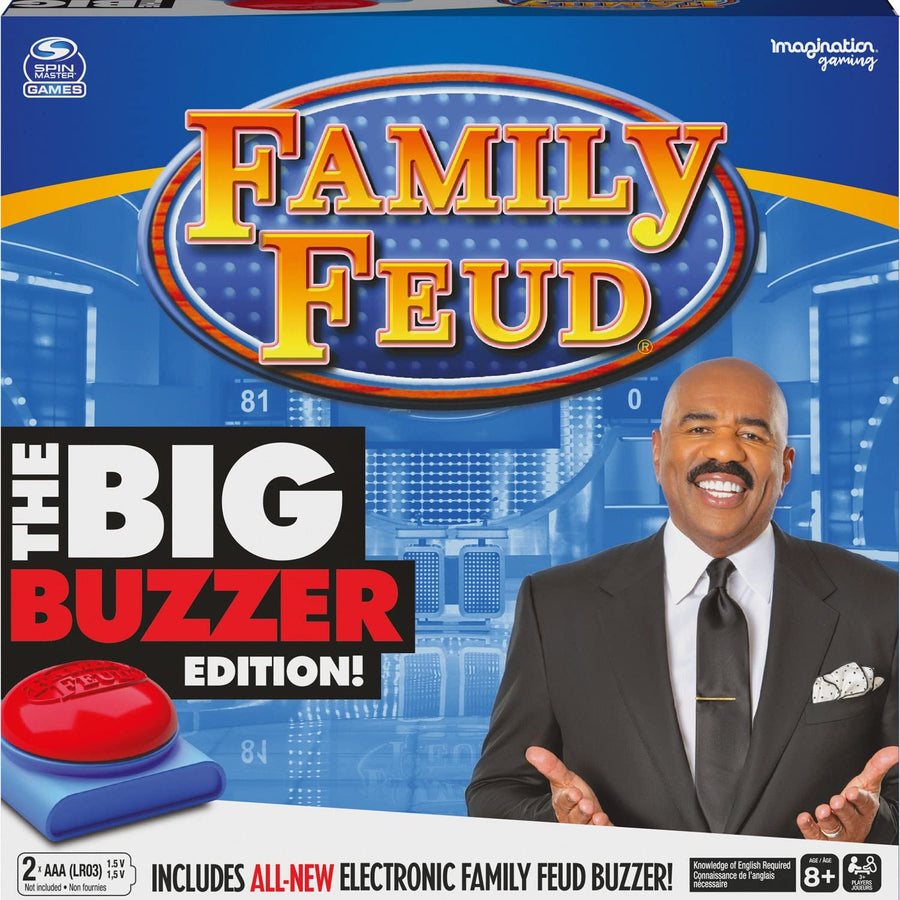 Family Feud Big Buzzer Game, Amazon Exclusive “Buzz in” with The Electronic Buzzer Board Game for Hilarious Family Fun, Ages 8 and up