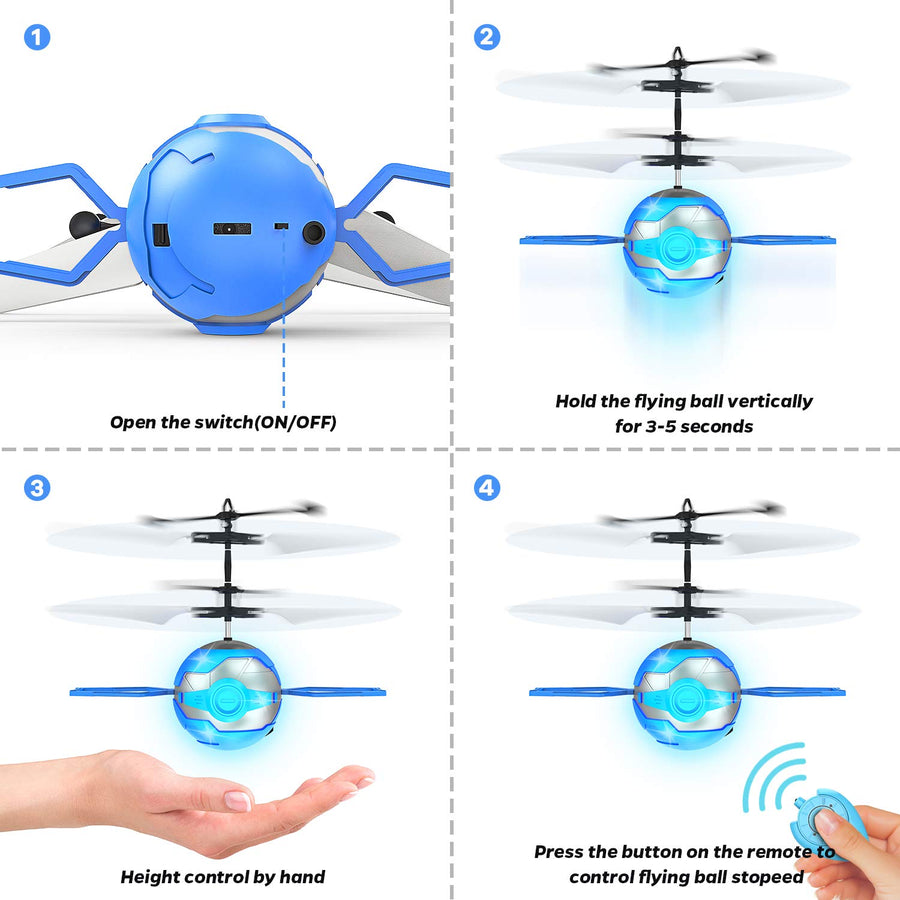 CUKU Flying Toy Ball,Infrared Induction UFO RC Flying Toy,Built-in LED Flying Drone Indoor and Outdoor Games,UFO Flying Ball Toys for 6 7 8 9 10 Year Old Boys and Girls
