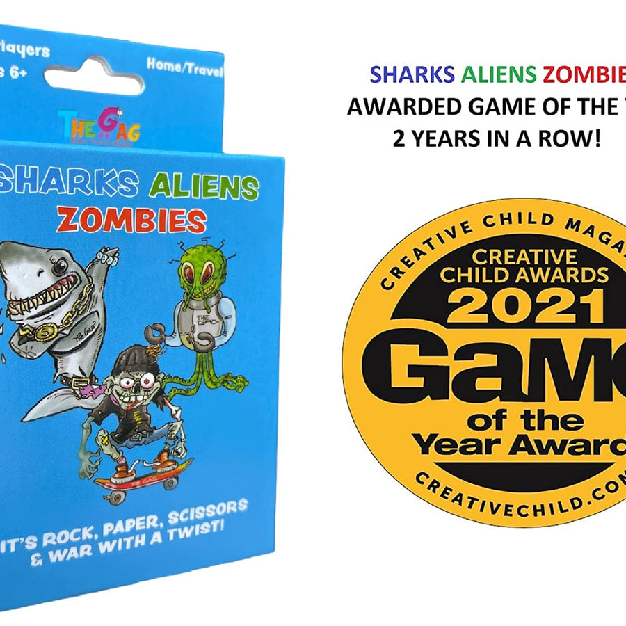 Sharks Aliens Zombies: Fun Card Game for Kids Played Like Rock Paper Scissors War for Boys Girls Family Game Night Gift Giving