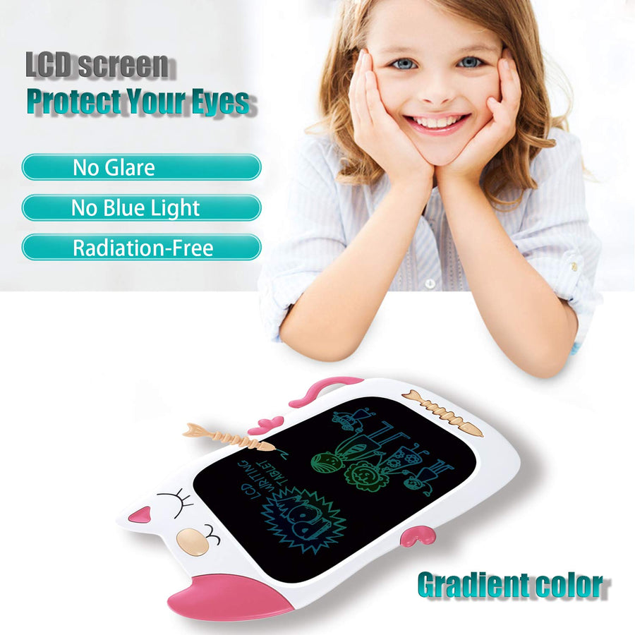 GJZZ LCD Drawing Doodle Board for 3-7 Year Old Girls Gifts,Writing and Learning Scribble Board for Little Kids - Pink White