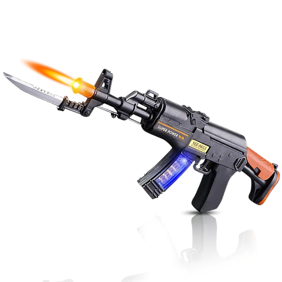 Light Up Toy Machine Gun with Folding Bayonet by ArtCreativity, Cool LED, Sound and Vibration Effect, 16 Inch Pretend Play Military Submachine Pistol, Great Gift for Boys and Girls