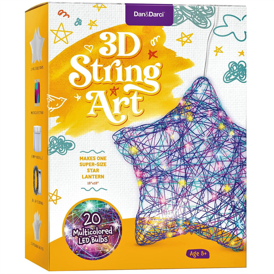 3D String Art Kit for Kids - Makes a Light-Up Star Lantern with 20 Multi-Colored LED Bulbs - Kids Gifts - Crafts for Girls and Boys Ages 8-12 - DIY Arts & Craft Kits for 8, 9, 10, 11, 12 Year Old Girl