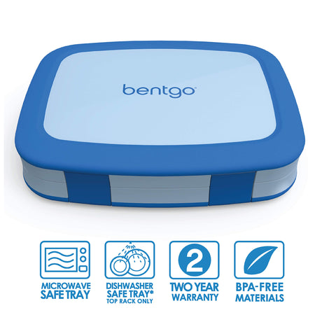 Bentgo Kids Children’s Lunch Box - Leak-Proof, 5-Compartment Bento-Style Kids Lunch Box - Ideal Portion Sizes for Ages 3 to 7 - BPA-Free, Dishwasher Safe, Food-Safe Materials (Blue)