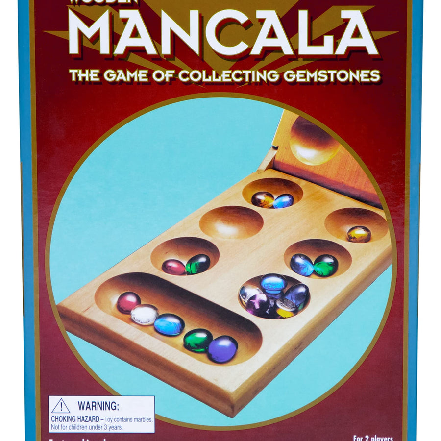 Pressman Mancala - Real Wood Folding Set, with Multicolor Stones by Pressman