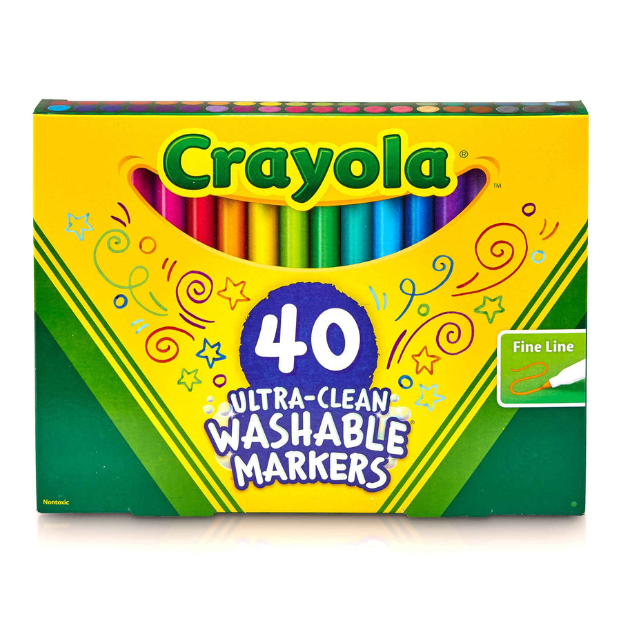 Crayola Ultra Clean Washable Markers, Fine Line Marker Set, Gift for Kids, 40 Count