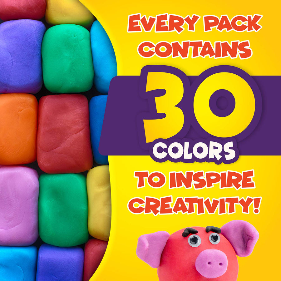 Creative Kids Air Dry Clay Modeling Crafts Kit For Children - Super Light Nontoxic - 30 Vibrant Colors & 3 Clay Tools - STEM Educational DIY Molding Set - Easy Instructions – Gift For Boys & Girls 4 +