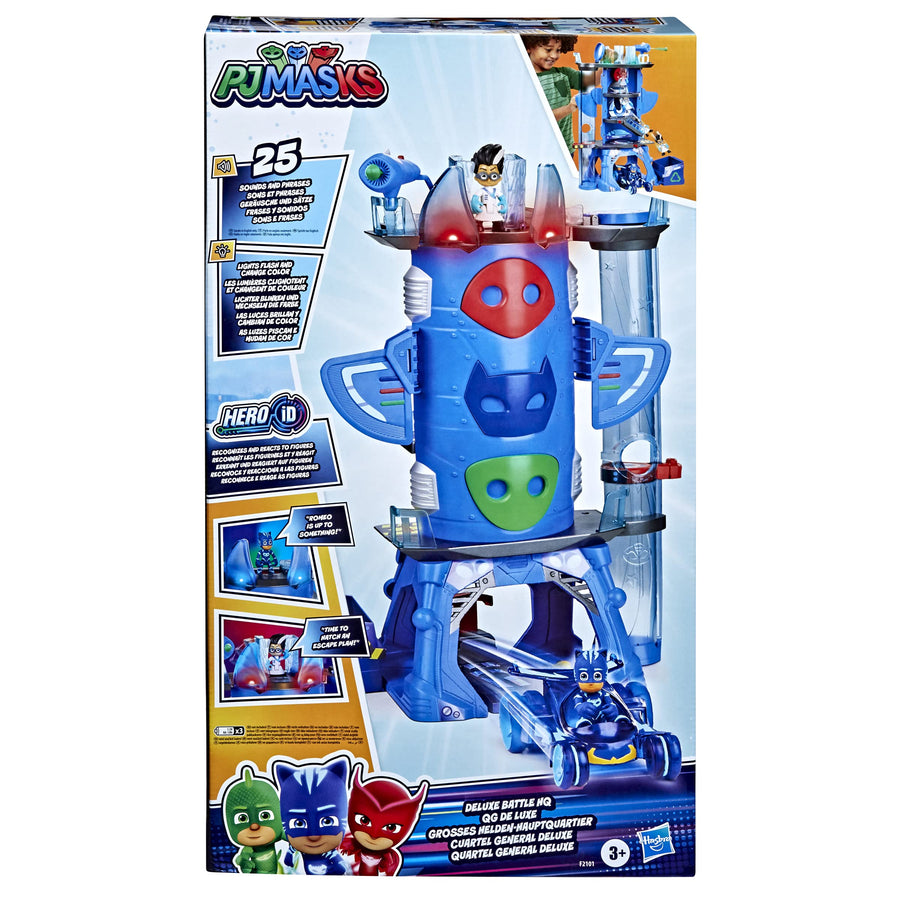 PJ Masks Deluxe Battle HQ Preschool Toy, Headquarters Playset with 2 Action Figures, Cat-Car Vehicle, and More for Kids Ages 3 and Up