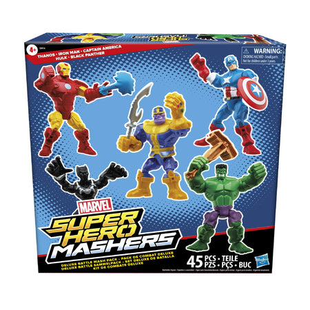 Marvel Hasbro Super Hero Mashers Battle Mash Collection Pack, Includes Iron Man, Black Panther, Thanos, Hulk, and Captain America 6-inch Figures (Amazon Exclusive)