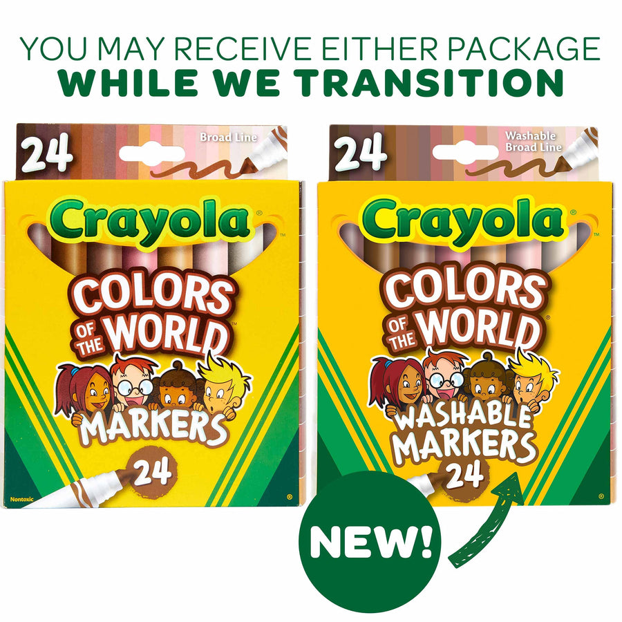 Crayola Colors of The World Markers 24 Count, Washable Skin Tone Markers, 24, Stocking Stuffers, Gift