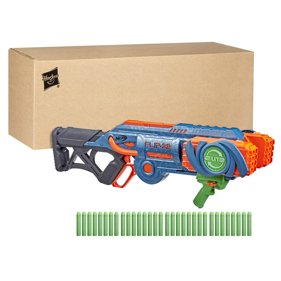 NERF Elite 2.0 Flipshots Flip-32 Blaster with 32 Dart Barrels That Flip to Double Your Firepower, 32-Dart Capacity, 32 Elite Darts