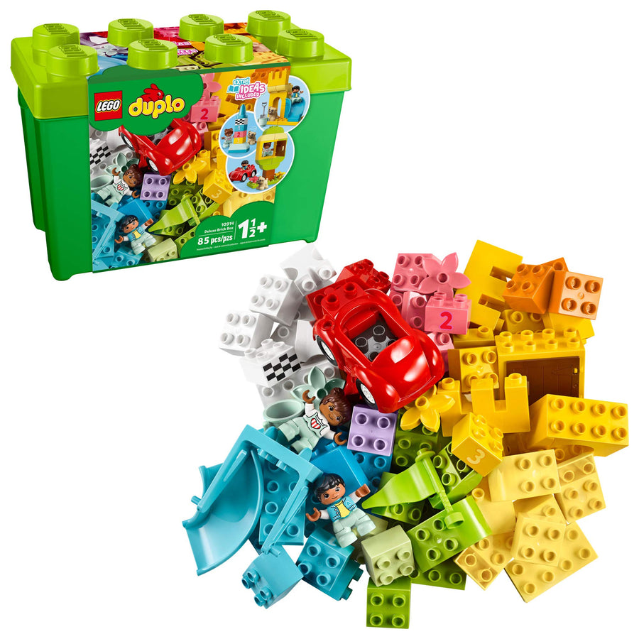 LEGO DUPLO Classic Deluxe Brick Box 10914 Starter Set with Storage Box, Great Educational Toy for Toddlers 18 Months and up (85 Pieces)