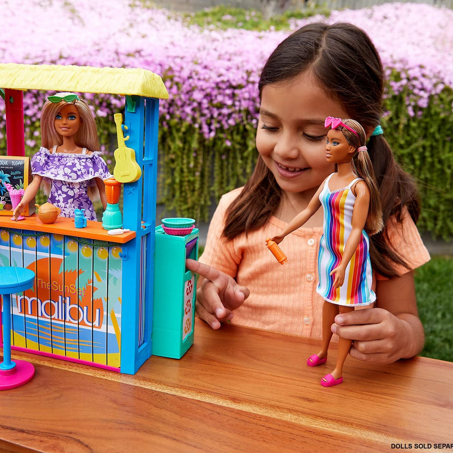 Barbie Loves The Ocean Beach Shack Playset with 18+ Accessories, Made from Recycled Plastics, Gift for 3 to 7 Year Olds