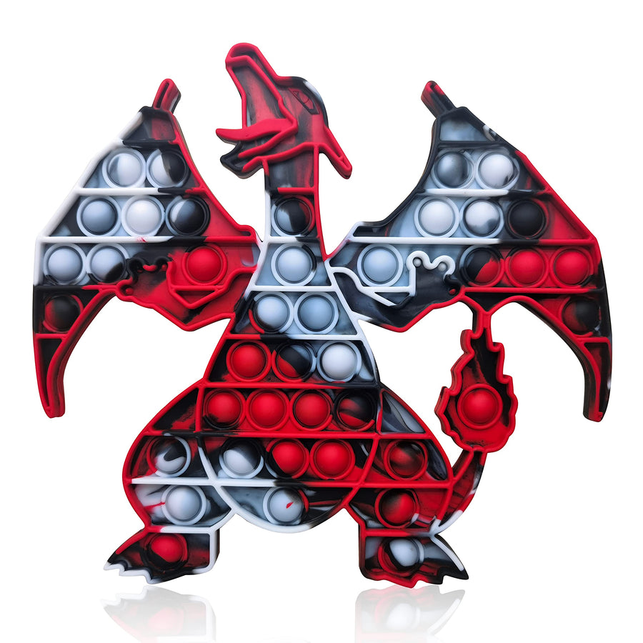 Dinosaur Big Size Push Pop Pop Fidget Toy, Stress Reliever Jumbo Pop Fidget Popper That Suitable for Autism Special Needs, Anti-Anxiety Pop Pop Game Fidget Toys for Kids and Adults (red Black)