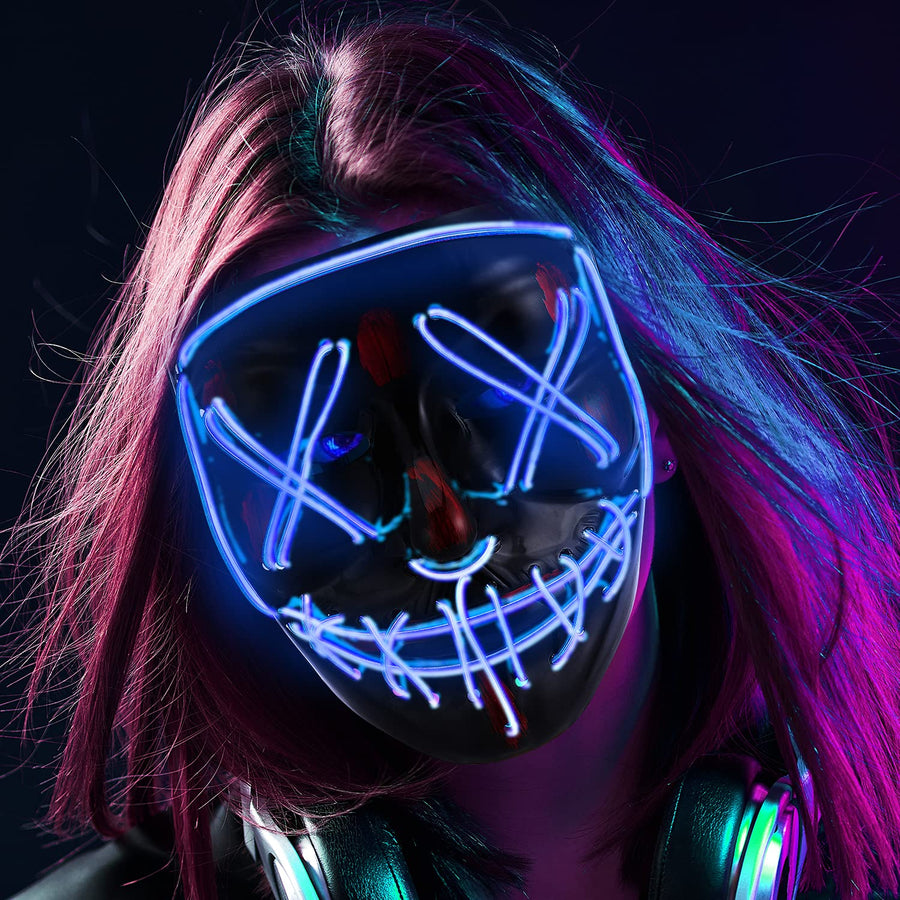 Halloween Mask LED EL Wire Light Up Mask for Festival Cosplay Halloween Costume