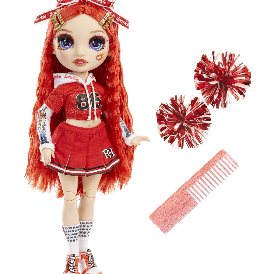 Rainbow High Cheer Ruby Anderson – Red Cheerleader Fashion Doll with 2 Pom Poms and Doll Accessories, Great Gift for Kids 6-12 Years Old