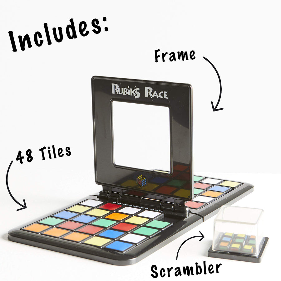 University Games Rubik's Race Game, Head To Head Fast Paced Square Shifting Board Game Based On The Rubiks Cubeboard, for Family, Adults and Kids Ages 7 and Up, Black