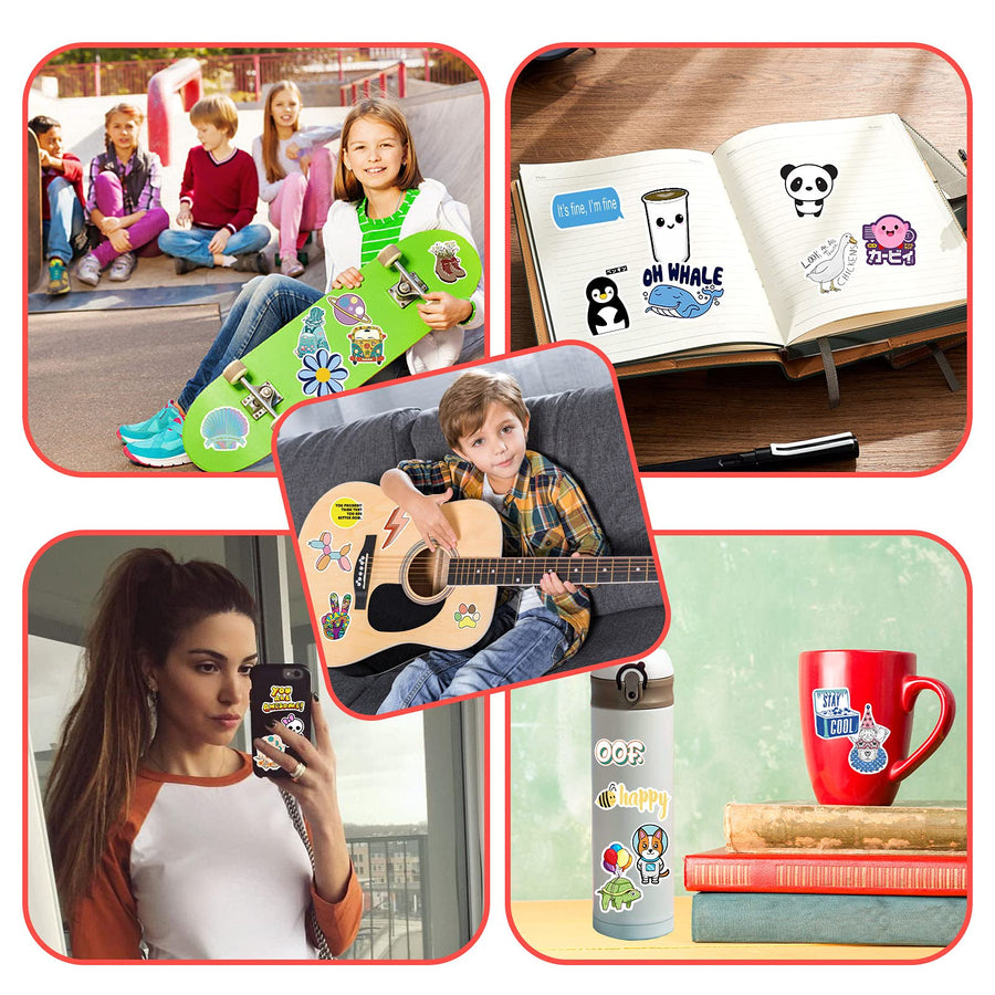 200 PCS Stickers for Water Bottles, Cute Vinyl Waterproof Aesthetic Stickers, Cool Stickers for Hydroflask Car Skateboard Laptop Hard Hat Suitcase, Perfect Gifts for Kids, Teens, Adults