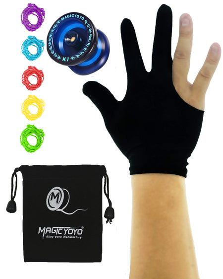 MAGICYOYO Responsive YoYo K1-Plus with Yoyo Sack + 5 Strings and Yo-Yo Glove Gift (Blue)