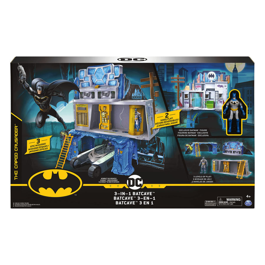 DC Comics Batman 3-in-1 Batcave Playset with Exclusive 4-inch Batman Action Figure and Battle Armor
