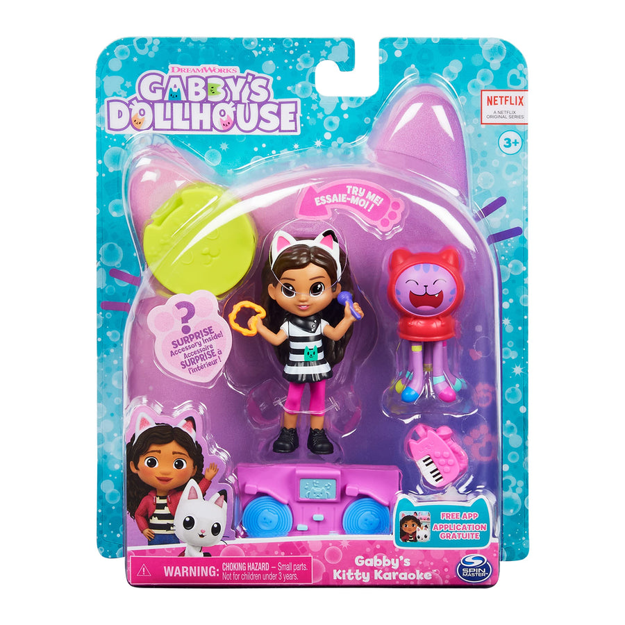 Gabby's Dollhouse, Kitty Karaoke Set with 2 Toy Figures, 2 Accessories, Delivery and Furniture Piece, Kids Toys for Ages 3 and up