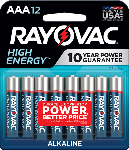 Rayovac AAA Batteries, Alkaline Triple A Batteries (12 Battery Count)