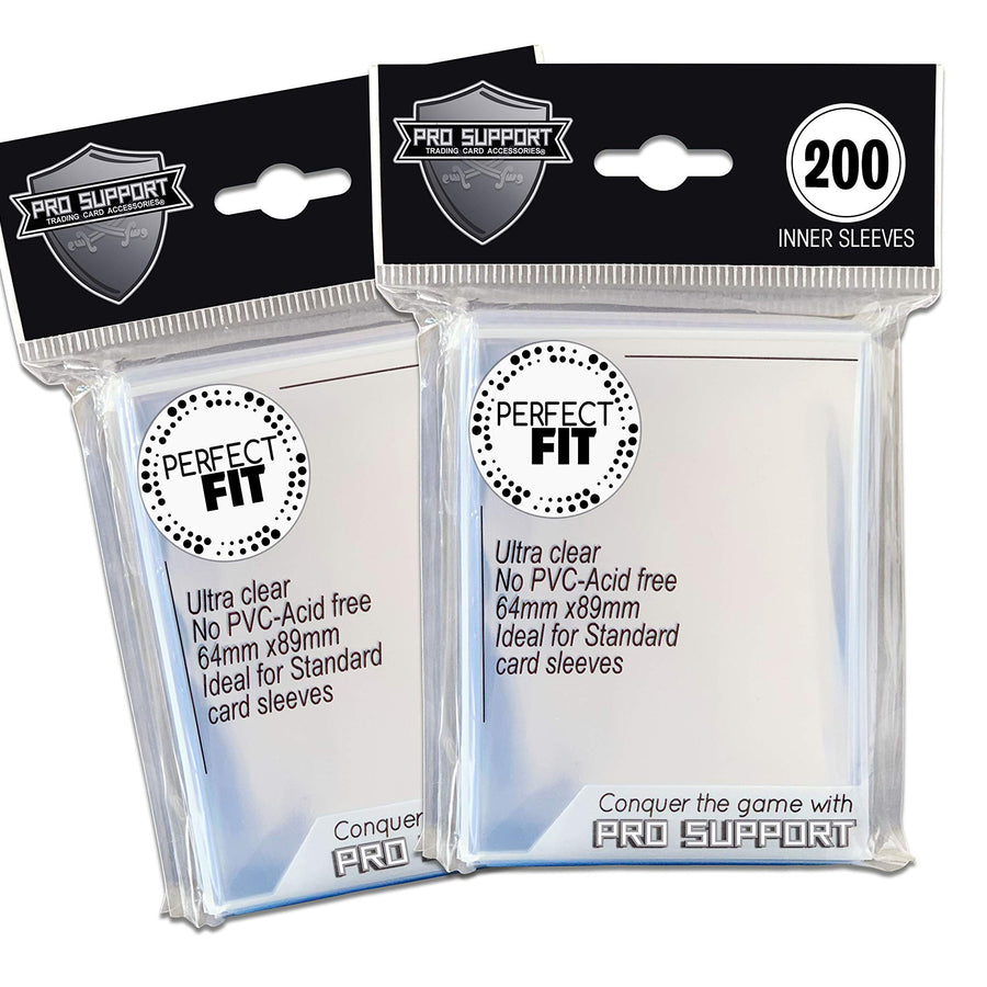 400 Premium Ultra Clear, Perfect for Double sleeving, fits Standard Size Trading Cards Magic The Gathering, Pokemon, Dragon Ball Super by Pro Support