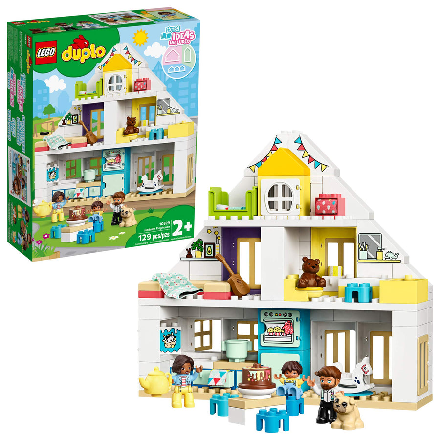 LEGO DUPLO Town Modular Playhouse 10929 Dollhouse with Furniture and a Family, Great Educational Toy for Toddlers (130 Pieces)