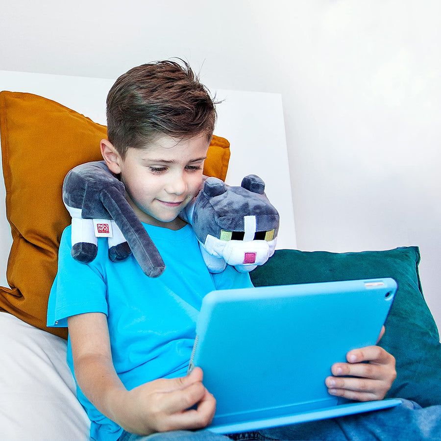 Minecraft Purring Sounds Plush Cat Neck Pillow Toy, Soft Comfort Gift for All Ages, 3 and Older