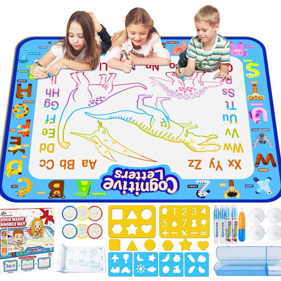 Jasonwell Aqua Magic Doodle Mat 40 X 32 Inches Extra Large Water Drawing Doodling Mat Coloring Mat Educational Toys Gifts for Kids Toddlers Boys Girls Age 3 4 5 6 7 8 Year Old