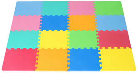 ProSource Kids Foam Puzzle Floor Play Mat with Solid Colors, 36 Tiles or 16 Tiles with Borders