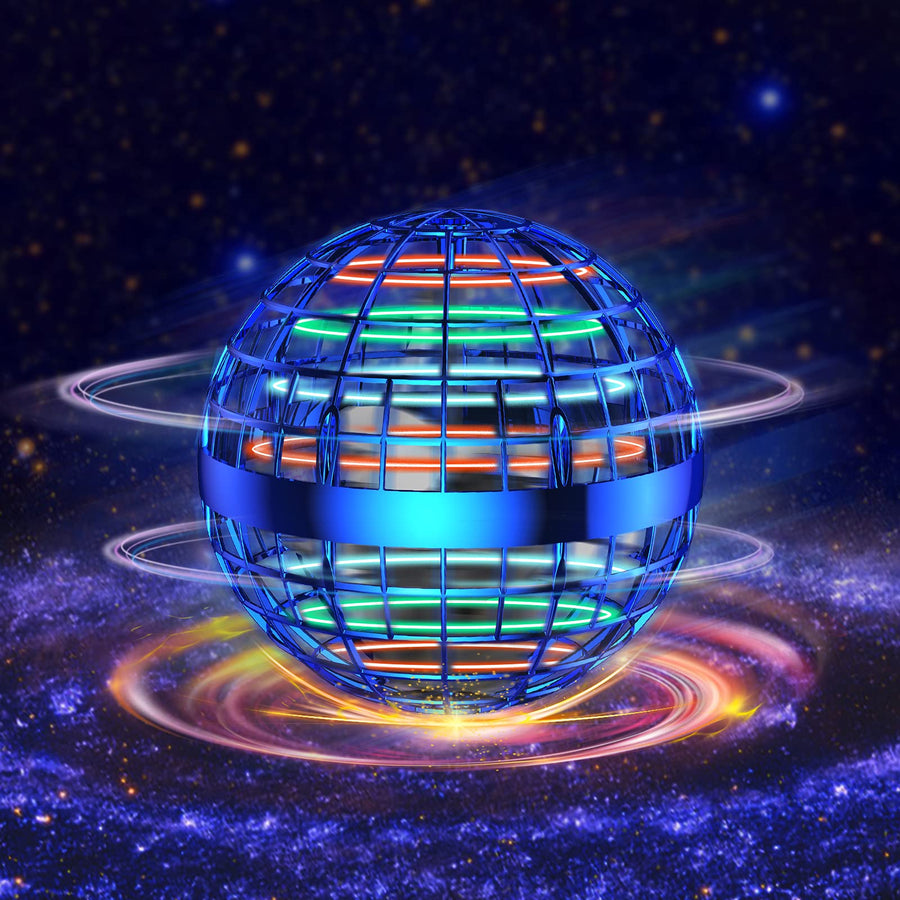 Joysky Flying Orb - Flying Ball Toy DIY Flying Space Orb RGB Light Flying Toys 360°Rotating Hover Ball Cool Toy Soaring Orb Drones for Kids Adult, 2021 Upgraded Flyorb Blue