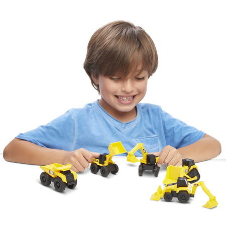 Cat Construction Little Machines 5 Pack - Great Cake Toppers - Great for Easter Baskets, Yellow