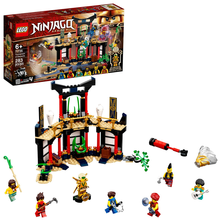 LEGO NINJAGO Legacy Tournament of Elements 71735 Temple Toy Building Set Featuring Ninja Minifigures, New 2021 (283 Pieces)