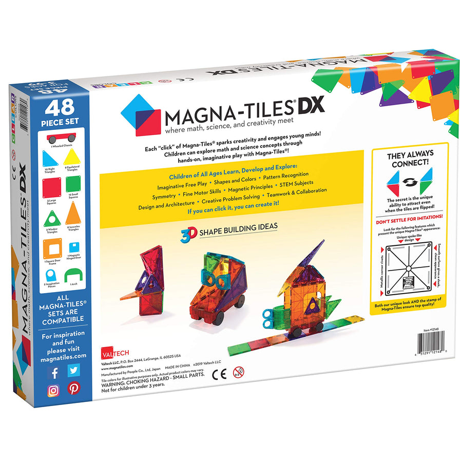 Magna-Tiles Deluxe Set, The Original Magnetic Building Tiles For Creative Open-Ended Play, Educational Toys For Children Ages 3 Years + (48 Pieces)