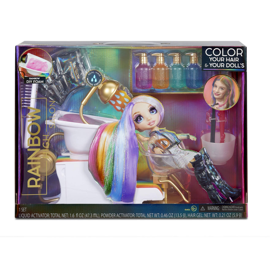Rainbow High Salon Playset with Rainbow of DIY Washable Hair Color Foam for Kids and Dolls - Doll Not Included