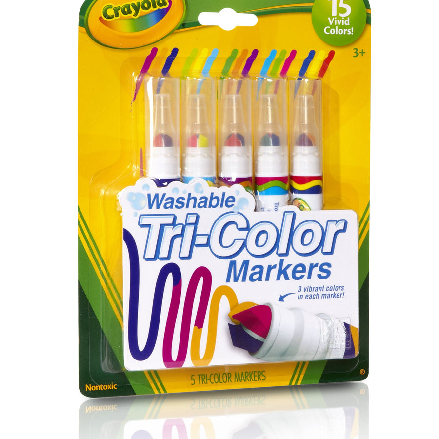 Crayola Triple Tip Markers, Washable Markers, 15 Vivid Colors, 5 Count