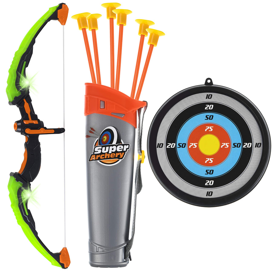 Toyvelt Bow and Arrow Set for Kids -Light Up Archery Toy Set -Includes 6 Suction Cup Arrows, Target & Quiver - for Boys & Girls Ages 3 -12 Years Old (Green)