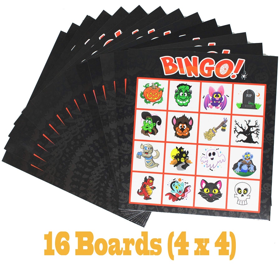 JOYIN 32 Halloween Bingo Game Cards (4x4 & 5x5) – 16 Players for Halloween Party Card Games, School Classroom Games, Trick or Treating, Halloween Party Favors Supplies, Family Activity