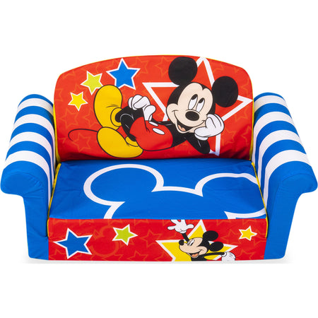 Marshmallow Furniture, Children's 2-in-1 Flip Open Foam Compressed Sofa, Disney’s Mickey Mouse