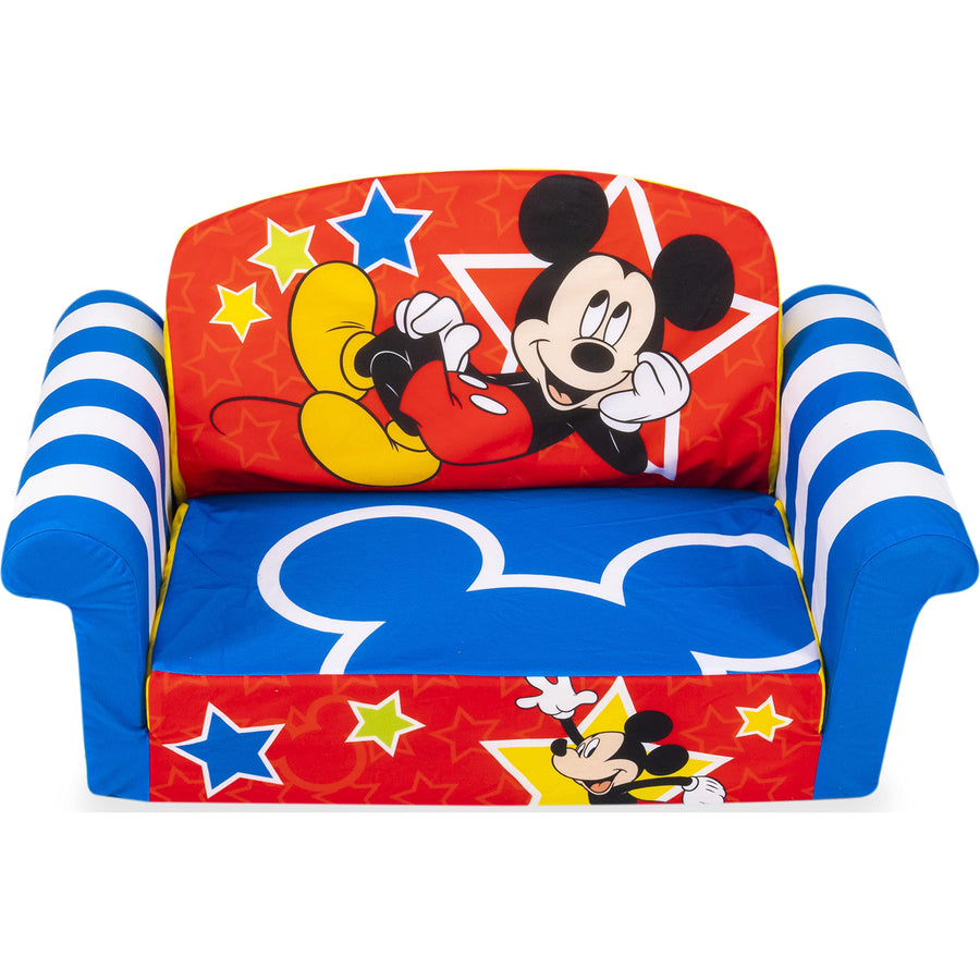 Marshmallow Furniture, Children's 2-in-1 Flip Open Foam Compressed Sofa, Disney’s Mickey Mouse