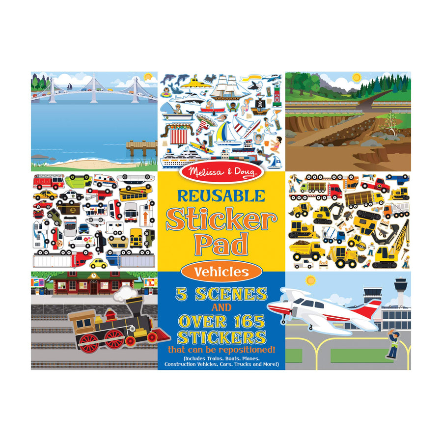 Melissa & Doug Reusable Sticker Pad: Vehicles - 165+ Reusable Stickers
