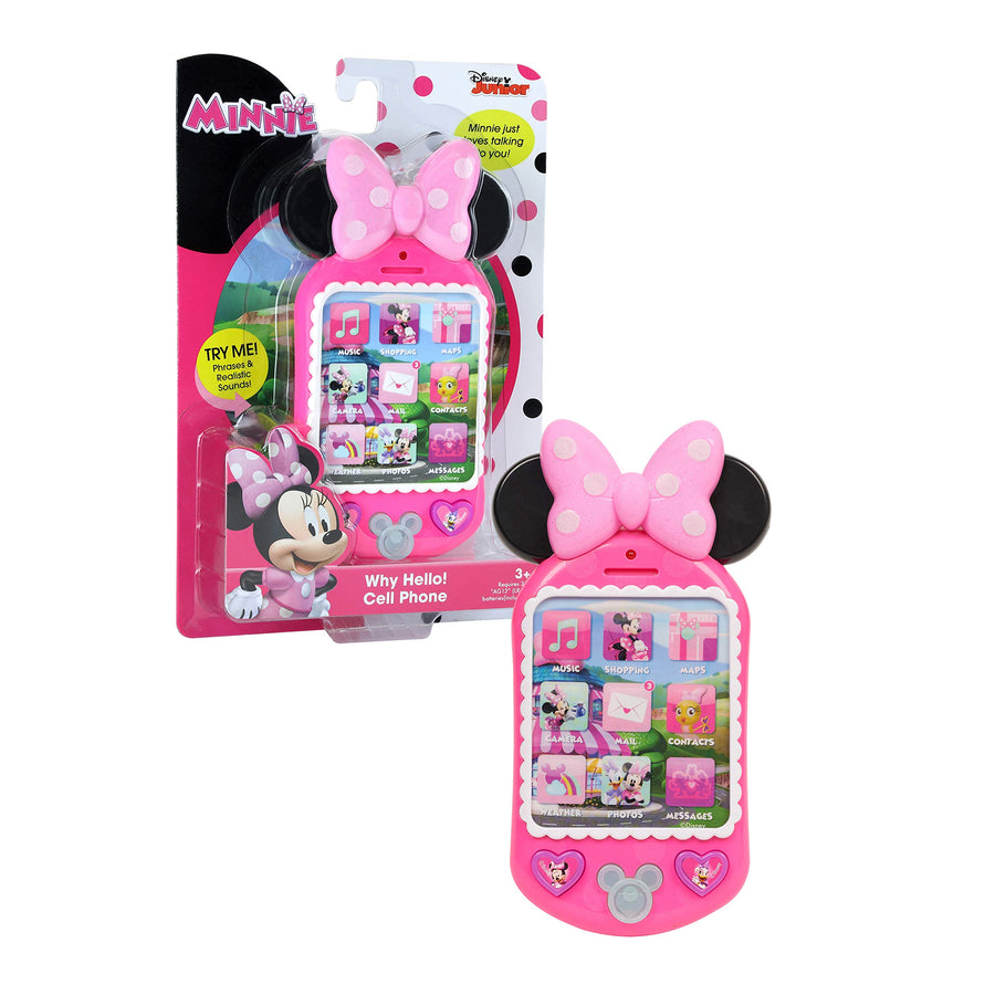Minnie Bow-Tique Why Hello Cell Phone with Lights and Realistic Sounds for Kids, Features Minnie Mouse Phrases, by Just Play