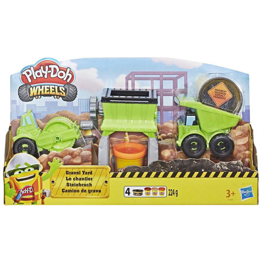 Play-Doh Wheels Gravel Yd Construction Toy with Non-Toxic Pavement Buildin' Compound Plus 3 Additional Colors