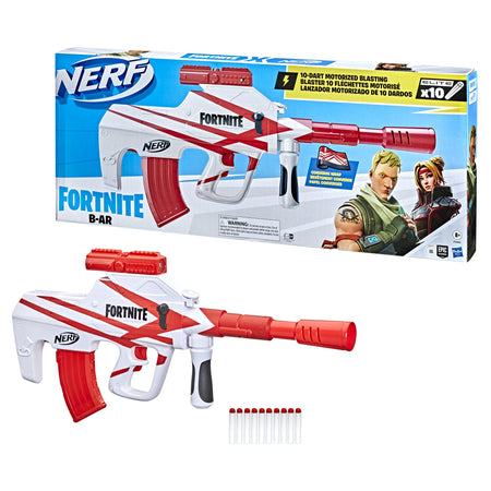 NERF Fortnite B-AR Motorized Dart Blaster -- Fortnite Converge Wrap, Motorized 10-Dart Blasting, 10-Dart Clip, 10 Official Elite Darts