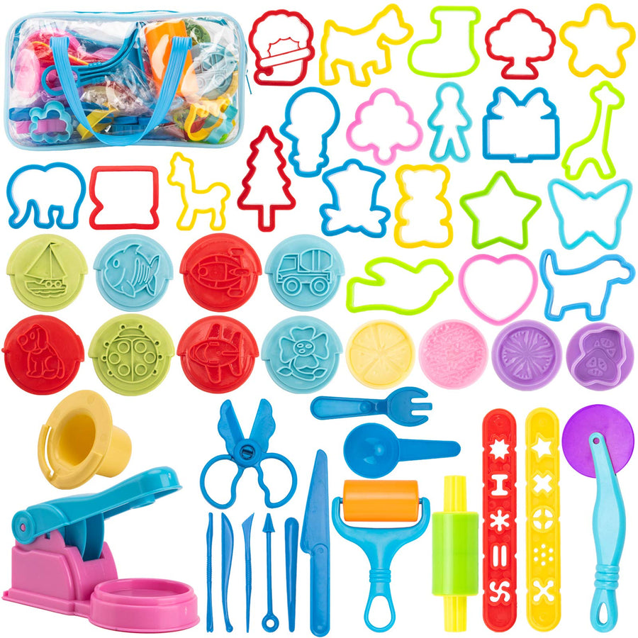 Maykid Play Dough Tools Set for Kids, 50pcs PlayDough Toys Includes Dough Accessory Molds Rollers Cutters Scissors and Storage Bag